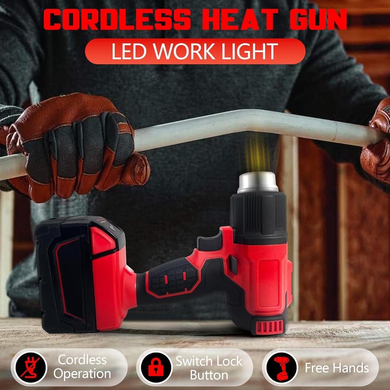 RAYLEEY Cordless Heat Gun Compatible with Milwaukee 18V Battery, 122℉-1022℉ Hot Air Gun with Digital LCD Display, Adjustable Temp & Air Flow, 4 Nozzles for Crafts,Shrinking PVC, Paint Stripping (No Battery) - Image 5